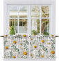Spring Daisy Tier Curtains, Farmhouse Country Flower Leaf Plant Wood Grain by Unknown