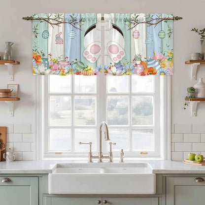 Easter Kitchen Tier Curtains 24 Inch Long 2 Panel Set, Rod Pocket Cafe Small - Image 3