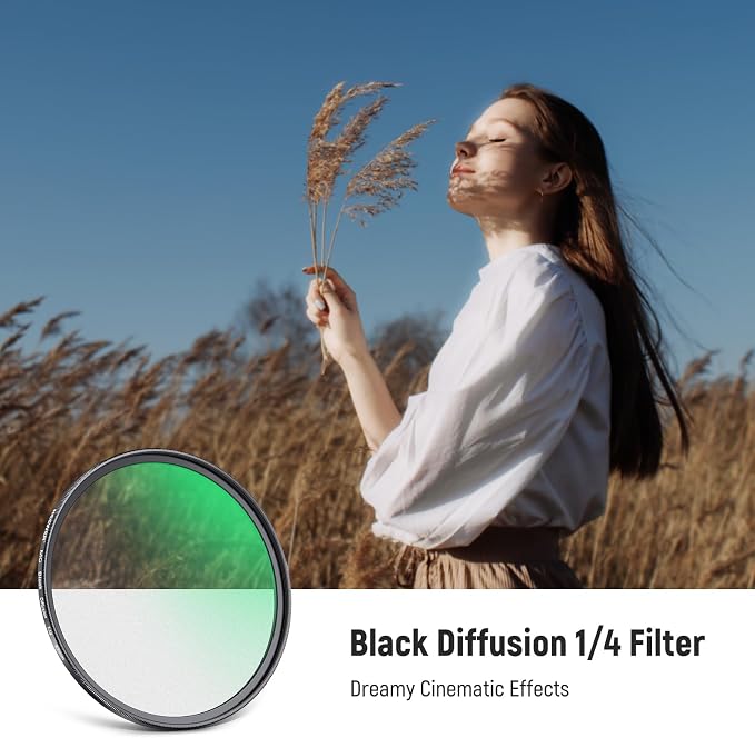 NEEWER 43mm Black Diffusion 1/4 Filter Dreamy Soft Cinematic Camera Lens Effect - Image 2