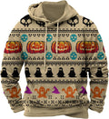 Halloween Hoodie Men Graphic Pumpkin Ghost Printed Sweatshirt Casual Trendy Long Sleeve Halloween Hooded Tops with Pockets