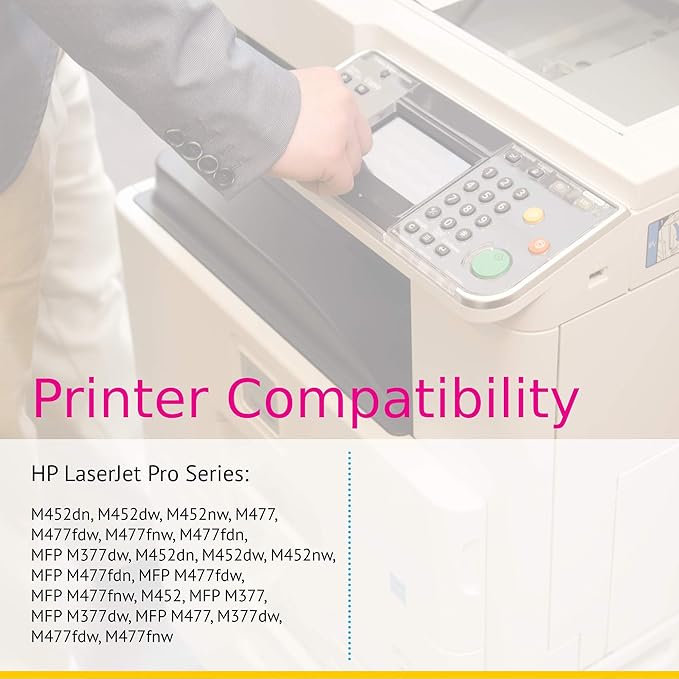CS Replacement Toner Cartridge Compatible with HP 410X CF410X Black CF411X Cyan CF413X Magenta CF412X Yellow Pro M452dn M452dw M452nw M477 M477fdw M477fnw M477fdn MFP M377dw 5 Color Set