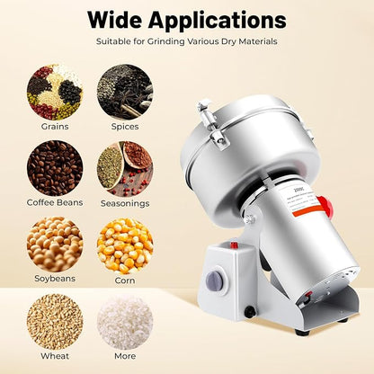 Electric Grain Mill, 2500g Capacity High-speed Grain Mill Grinder, Food-grade - Image 7