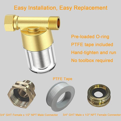 40 Micron Brass Sediment Filter, Inline Spin Down Sediment Water Filter - Image 4