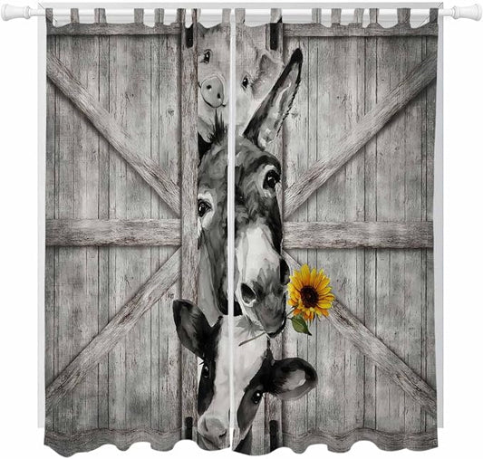 Funny Farm Animals Living Room Curtains 84 Inch Length, Window Curtains Tab Top by Unknown