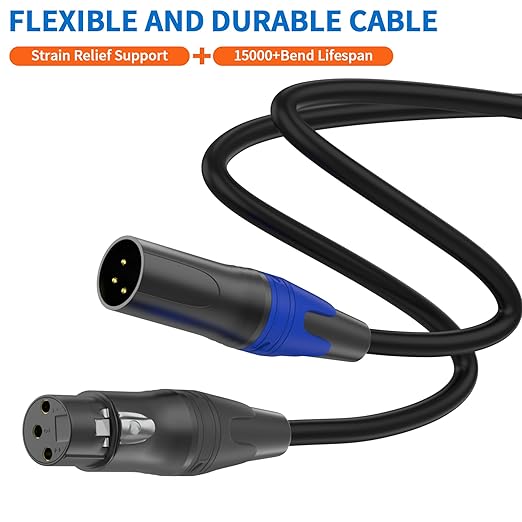 LanSenSu XLR Female to 2 XLR Male Patch Y Cable - 10ft Balanced Microphone Splitter Cord Audio Adaptor (1Pack)