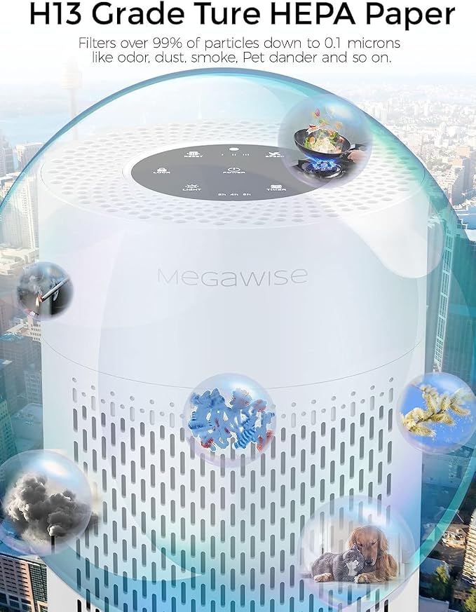 MEGAWISE True HEPA Air Purifier EPI235A, 3-Stage Filtration, Quiet 24dB - Image 4