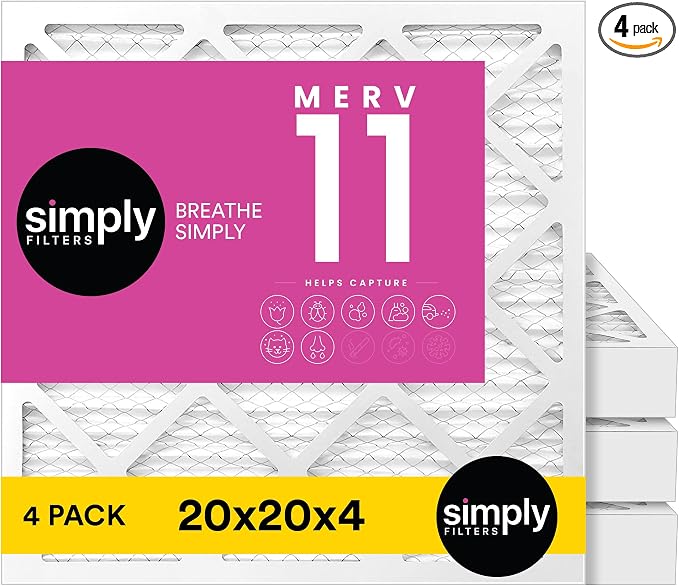 Simply 20x20x4 Air Filter, MERV 11, 4 Pack, Furnace Air Filter by SimplyFilters