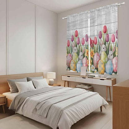 Easter Window Curtains 63 Inch Long 2 Panel Set, Rod Pocket Bedroom Curtains & - Image 4