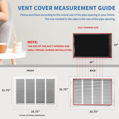 24x20 Return Air Grille, Return Air Vent Cover - Image 4