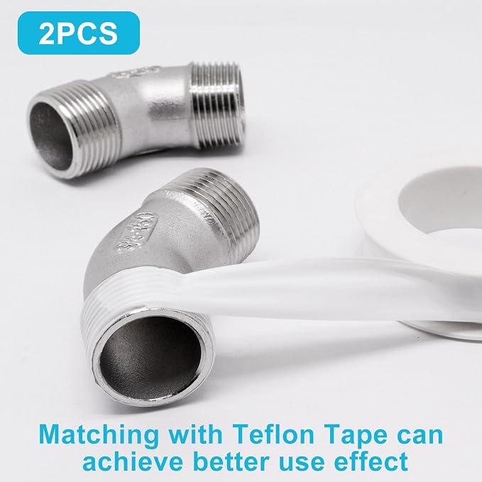 45 Degree Elbow 2PCS, 3/4" NPT Male X 3/4" NPT Male 304 Stainless Steel Pipe - Image 4