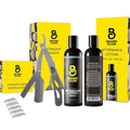 Beard Club Straight Razor for Men & Aftershave for Men – Soothing After Shave Lotion & Navajas Para Barbero - Barber Straight Edge Razor Kit with Post Shave Balm Calms Irritation, 5 Blades - Gift Kit