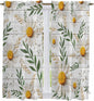 Spring Daisy Kitchen Curtains, Farmhouse Country Flower Leaf Plant Wood Grain by Unknown