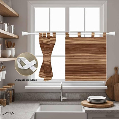 Brown Western Kitchen Curtains 24 Inch Length, Small Window Curtains Tab Top - Image 5