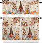 Fall Gnomes Kitchen Curtain Set, Thanksgiving Maple Leaf Rustic Pumpkin Window by Unknown