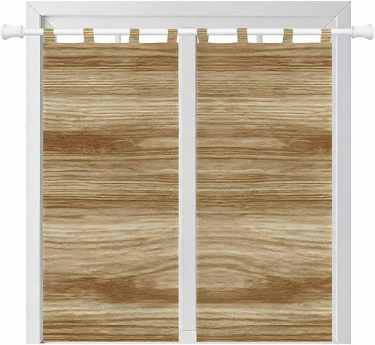 Light Brown Wood Grain Bedroom Curtains 72 Inch Length, Window Curtains Tab Top by Unknown