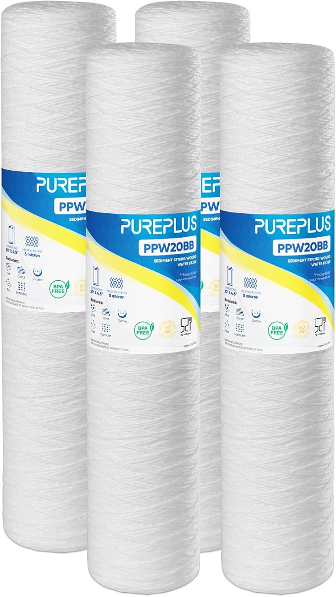 PUREPLUS 5 Micron 4.5" x 20" Whole House String Wound Sediment Filter by PUREPLUS