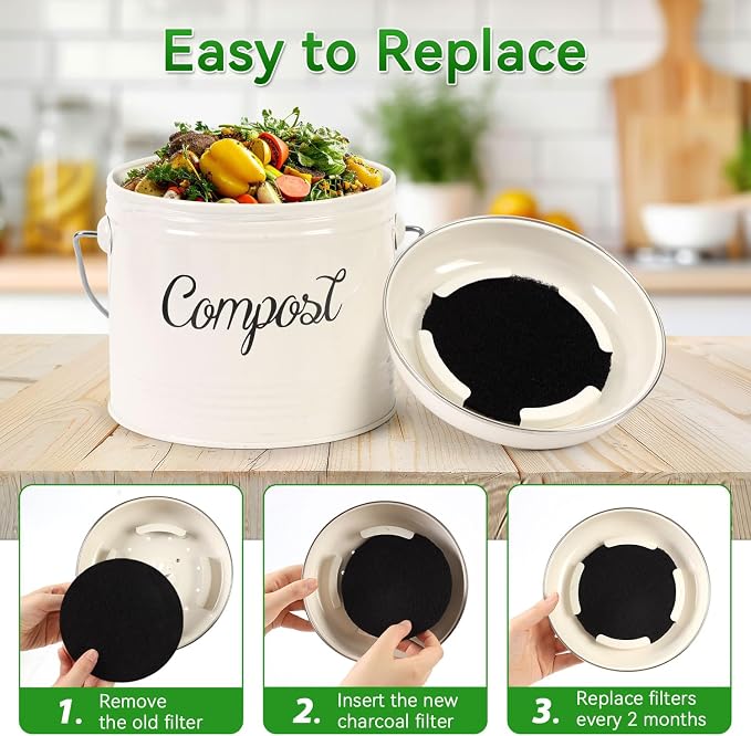 10 Pack Charcoal Filters for Compost Bucket, Compost Filters for Countertop Bin - Image 6