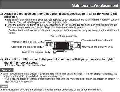 AWO ET-EMF510 Replacement Projector Air Dust Filter Fit - Image 7