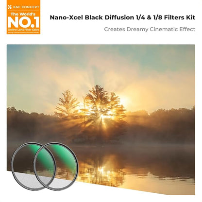 K&F CONCEPT 72mm Black Diffusion 1/4 & 1/8 Lens Filter Kit, Mist Cinematic - Image 2