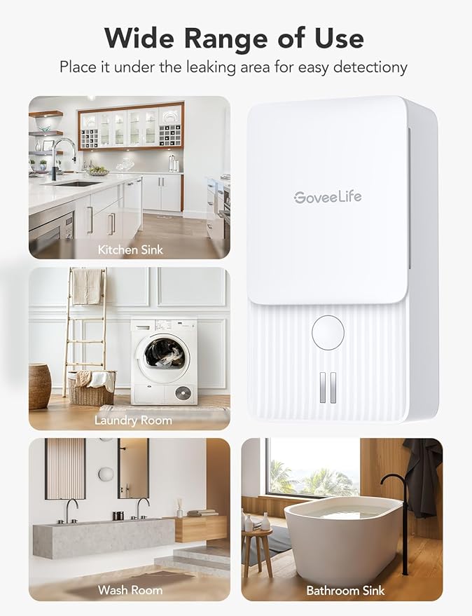GoveeLife Water Leak Detectors 5 Pack, 100dB Adjustable Audio Alarm and Leak and Drip Alerts, Detector for Home, Bedrooms, Basement, Warehouse, Cabin/RV