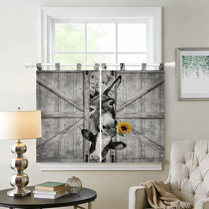 Funny Farm Animals Bedroom Curtains 63 Inch Length, Window Curtains Tab Top - Image 2