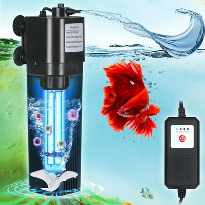Aquarium U-V Filter for 40-75 Gal, 211 GPH Swirl Turbo Design Submersible by TARARIUM