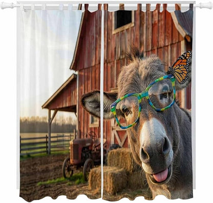 Farm Donkeys Living Room Curtains 84 Inch Length, Window Curtains Tab Top by Unknown