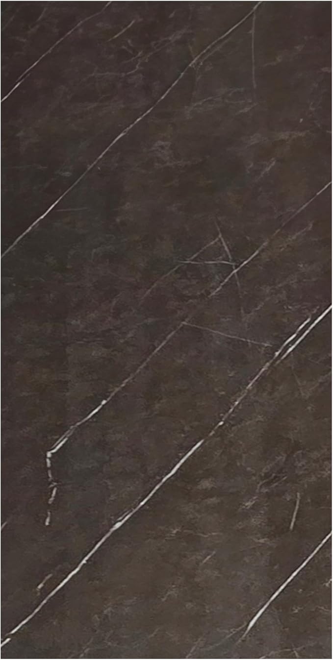 Dundee Deco Faux Marble Wall Panels - 2 ft X 4 ft - Glossy, Waterproof Indoor Wall Cladding - Chocolate Brown, White Veins - Set of 4 - Covers 31 sq ft