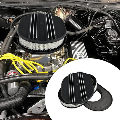 12" Air Cleaner Kit Oval Half Finned Black Aluminum Compatible - Image 6