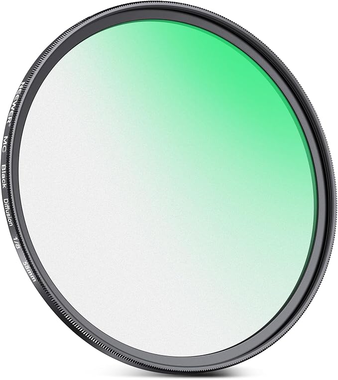 NEEWER 58mm Black Diffusion 1/8 Filter Soft Dreamy Cinematic Effect Filter - Image 9