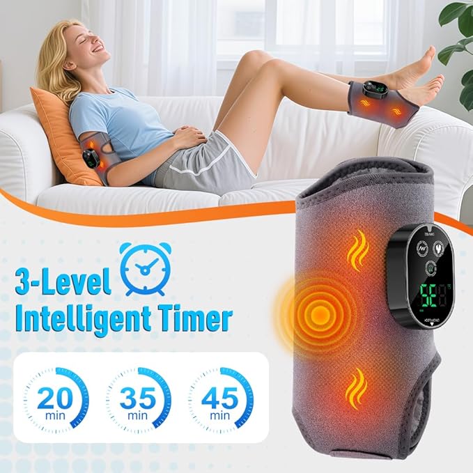 2-Pack Foot Renew Foot Massager, Ankle and Foot Massager for Pain Relief, Ankle Heating Pad with Massage, 6 Heat Levels & 3 Massage Modes with Timer (Grey)
