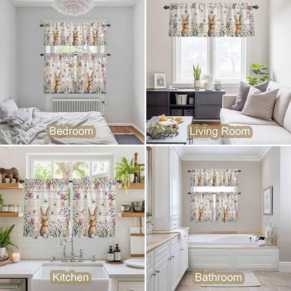 Kitchen Curtains Tiers and Valance Set of 3, Easter Light Filtering Window - Image 7