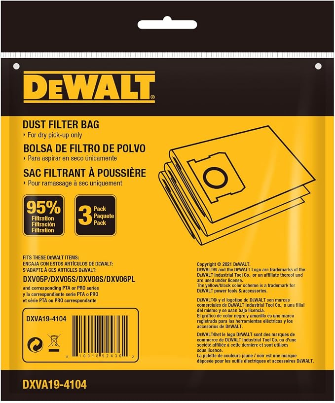 DEWALT DXVA19-4104 Dust Filter Bags, High Efficiency Replacement Bags - Image 5