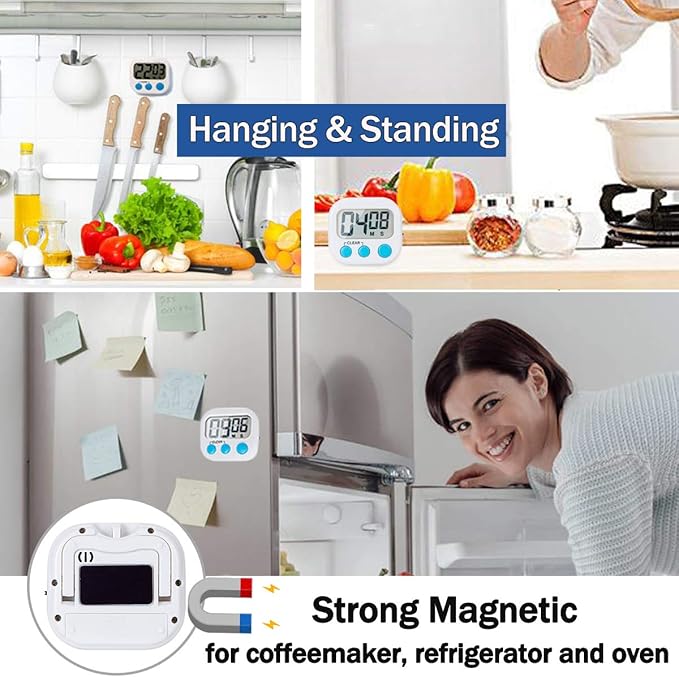 Classroom Timers for Teachers Kids Large Magnetic Digital Timer Teacher Supplies 4 Pack-Blue White