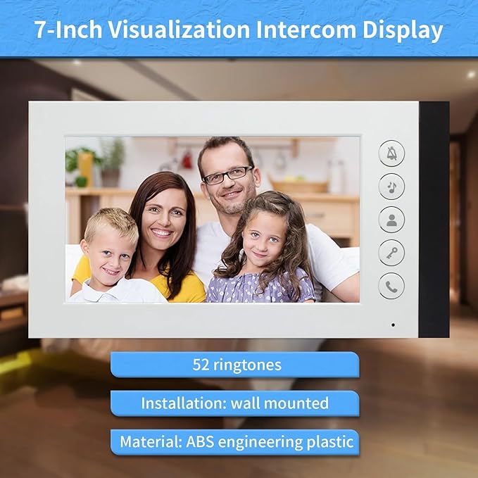 ANJIELO SMART Wired Video Multifamily Apartment Intercom System,2/3/4/6/8/10/12 Units 7 inch Monitor Video Door Phone Kit,Video Doorbell, ID Card Unlock, 2 Way Audio for Home (1 doorbell + 2 Monitor)