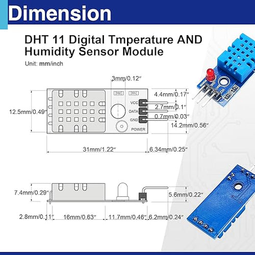 3 Set Digital Temperature and Humidity Sensor Modules, Compatible with DHT11, 3.3V–5V Sensors for Arduino with Dupont Wires