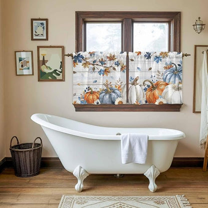 Thanksgiving Pumpkin Kitchen Tier Curtains 36 Inch Long 2 Panel Set, Rod Pocket - Image 5
