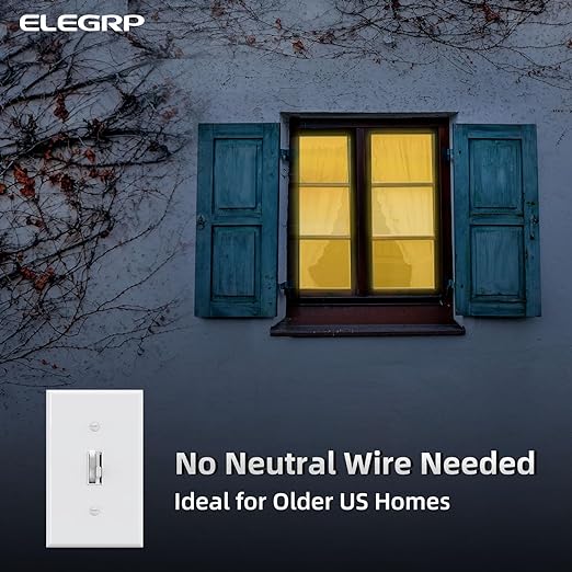 ELEGRP Digital Toggle Dimmer Switch for Dimmable LED, CFL and Incandescent Light Bulbs, Single Pole or 3-Way Toggle LED Dimmer Light Switch, Wall Plate Included, UL Listed, 2 Pack, White