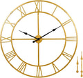 Ohweog Large Wall Clock for Living Room Decor – 48 inch Silent Non-Ticking Modern Farmhouse Wall Clock, Oversized Decorative Metal Roman Numeral Clock, Gold