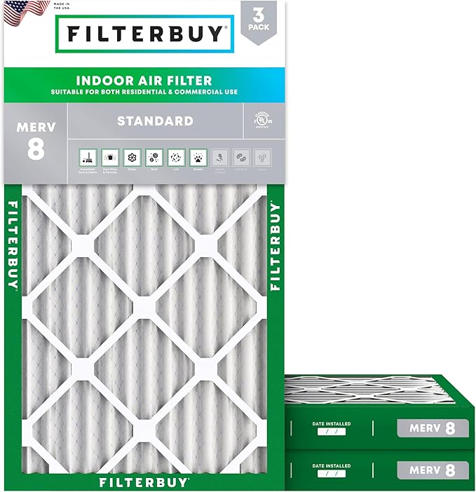Filterbuy 16x24x2 Air Filter MERV 8 Essential Dust & Allergy Defense, by Filterbuy