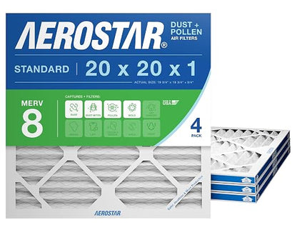 Aerostar 20x20x1 MERV 8 Air Filter, ACTUAL SIZE, Air Conditioning & Furnace by AirFiltersDelivered