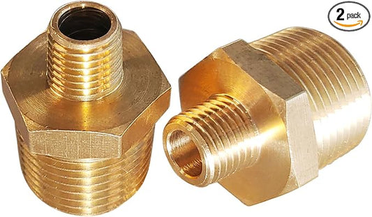 2pcs 3/4" NPT x 1/4" NPT Brass Nipple, 3/4 to 1/4 Adapter Fitting Reducing by Gadoutcover
