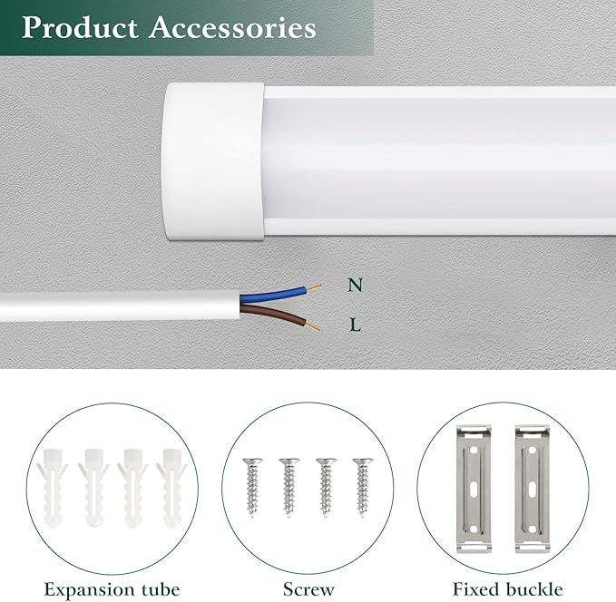 colmeguna 4 Packs 4FT LED Batten Light, Ultra-Thin Slim Ceiling Surface Mounted Light, 40W, 4000K, IP20, LED Ceiling Lamp for Garage, Shop, Hallway, Office, Market