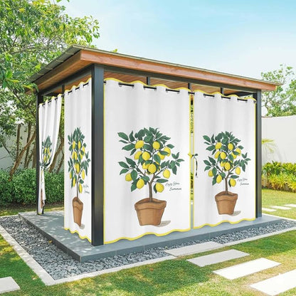 Lemons Outdoor Curtains for Patio Summer Fruit Lemon Tree Waterproof Outside by Unknown