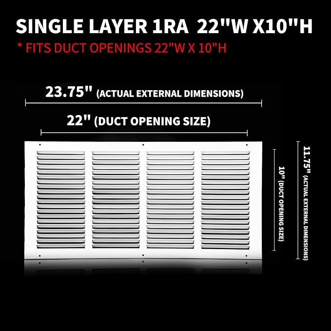 22x10 Vent Cover, Air Return Vent Cover, Flat Vent Cover, Rejillas De Aire - Image 2