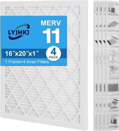 16x20x1 MERV 11 Air Filter, Quality AC/HVAC Furnace Filter，1 Reusable ABS Frame by LYJHKJ