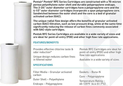 Pentair Pentek RFC-BB Big Blue Carbon Water Filter, Whole House Heavy Duty - Image 4