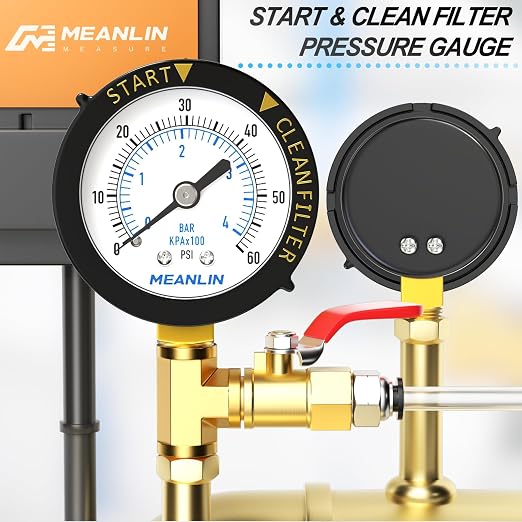 MEANLIN MEASURE 0~60Psi 1/4" NPT Start and Clean Filter Pressure Gauge - Image 7