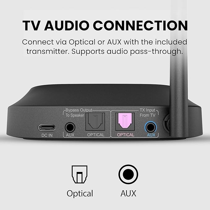 Avantree HT5009 Plus – Wireless TV Headphones for TVs with Optical (TOSLINK) or AUX Audio Output, Clear Voice and Volume Boost, Comfortable Over-Ear Fit, 60H Battery Life, Charging Dock Included