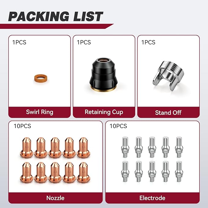ARCCAPTAIN 23Pcs IPT60 Plasma Cutter Torch Consumables, .045" Plasma Cutter - Image 7
